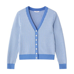 L.K. Bennett Vella Blue Cotton Stitch Detail Cardigan